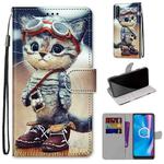 For Alcatel 1SE (2020) Coloured Drawing Cross Texture Horizontal Flip PU Leather Case with Holder & Card Slots & Wallet & Lanyard(Leather Shoes Cat)