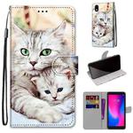 For ZTE Blade A3 2020 Coloured Drawing Cross Texture Horizontal Flip PU Leather Case with Holder & Card Slots & Wallet & Lanyard(Big Cat Holding Kitten)