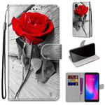 For ZTE Blade A3 2020 Coloured Drawing Cross Texture Horizontal Flip PU Leather Case with Holder & Card Slots & Wallet & Lanyard(Wood Red Rose)