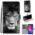 For ZTE Blade A3 2020 Coloured Drawing Cross Texture Horizontal Flip PU Leather Case with Holder & Card Slots & Wallet & Lanyard(Black White Lion Head)