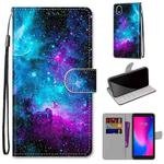 For ZTE Blade A3 2020 Coloured Drawing Cross Texture Horizontal Flip PU Leather Case with Holder & Card Slots & Wallet & Lanyard(Purple Green Starry Sky)