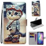 For ZTE Blade A5 2019 Coloured Drawing Cross Texture Horizontal Flip PU Leather Case with Holder & Card Slots & Wallet & Lanyard(Leather Shoes Cat)