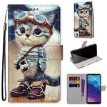 For ZTE Blade A5 2020 Coloured Drawing Cross Texture Horizontal Flip PU Leather Case with Holder & Card Slots & Wallet & Lanyard(Leather Shoes Cat)