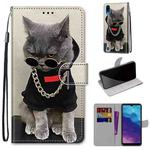 For ZTE Blade A5 2020 Coloured Drawing Cross Texture Horizontal Flip PU Leather Case with Holder & Card Slots & Wallet & Lanyard(Golden Chain Grey Cat)