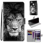 For ZTE Blade A6 / A6 Lite Coloured Drawing Cross Texture Horizontal Flip PU Leather Case with Holder & Card Slots & Wallet & Lanyard(Black White Lion Head)