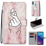 For ZTE Blade A7 2020 Coloured Drawing Cross Texture Horizontal Flip PU Leather Case with Holder & Card Slots & Wallet & Lanyard(Pink Hands Heart)