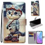 For ZTE Blade V2020 Smart Coloured Drawing Cross Texture Horizontal Flip PU Leather Case with Holder & Card Slots & Wallet & Lanyard(Leather Shoes Cat)