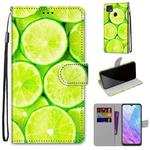 For ZTE Blade V2020 Smart Coloured Drawing Cross Texture Horizontal Flip PU Leather Case with Holder & Card Slots & Wallet & Lanyard(Green Lemon)