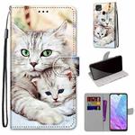 For ZTE Blade V2020 Smart Coloured Drawing Cross Texture Horizontal Flip PU Leather Case with Holder & Card Slots & Wallet & Lanyard(Big Cat Holding Kitten)