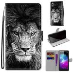 For ZTE Blade L8 / A3 2019 Coloured Drawing Cross Texture Horizontal Flip PU Leather Case with Holder & Card Slots & Wallet & Lanyard(Black White Lion Head)