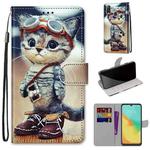 For ZTE Blade V10 Vita Coloured Drawing Cross Texture Horizontal Flip PU Leather Case with Holder & Card Slots & Wallet & Lanyard(Leather Shoes Cat)