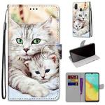 For ZTE Blade V10 Vita Coloured Drawing Cross Texture Horizontal Flip PU Leather Case with Holder & Card Slots & Wallet & Lanyard(Big Cat Holding Kitten)