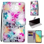For ZTE Blade V10 Vita Coloured Drawing Cross Texture Horizontal Flip PU Leather Case with Holder & Card Slots & Wallet & Lanyard(Gradient Colorful Flower)
