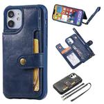 For iPhone 12 mini Shockproof Horizontal Flip Protective Case with Holder & Card Slots & Wallet & Photo Frame & Short Lanyard (Blue)