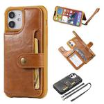 For iPhone 12 mini Shockproof Horizontal Flip Protective Case with Holder & Card Slots & Wallet & Photo Frame & Short Lanyard (Brown)