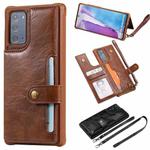 Shockproof Horizontal Flip Protective Case with Holder & Card Slots & Wallet & Photo Frame & Short Lanyard For Samsung Galaxy Note20(Coffee)