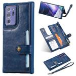 Shockproof Horizontal Flip Protective Case with Holder & Card Slots & Wallet & Photo Frame & Short Lanyard For Samsung Galaxy Note20 Ultra(Blue)