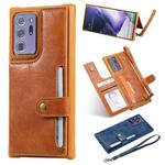 Shockproof Horizontal Flip Protective Case with Holder & Card Slots & Wallet & Photo Frame & Short Lanyard For Samsung Galaxy Note20 Ultra(Brown)