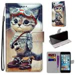 Coloured Drawing Cross Texture Horizontal Flip PU Leather Case with Holder & Card Slots & Wallet & Lanyard For iPhone 6 / 6s(Leather Shoes Cat)