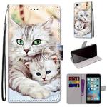 Coloured Drawing Cross Texture Horizontal Flip PU Leather Case with Holder & Card Slots & Wallet & Lanyard For iPhone 6 / 6s(Big Cat Holding Kitten)