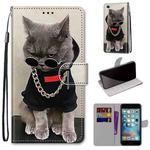 Coloured Drawing Cross Texture Horizontal Flip PU Leather Case with Holder & Card Slots & Wallet & Lanyard For iPhone 6 / 6s(B09 Golden Chain Grey Cat)
