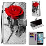 Coloured Drawing Cross Texture Horizontal Flip PU Leather Case with Holder & Card Slots & Wallet & Lanyard For iPhone 6 / 6s(B10 Wood Red Rose)