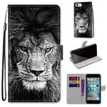 Coloured Drawing Cross Texture Horizontal Flip PU Leather Case with Holder & Card Slots & Wallet & Lanyard For iPhone 6 / 6s(B11 Black White Lion Head)