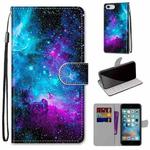 Coloured Drawing Cross Texture Horizontal Flip PU Leather Case with Holder & Card Slots & Wallet & Lanyard For iPhone 6 / 6s(Purple Green Starry Sky)