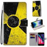 For iPhone SE 2022 / SE 2020 / 8 / 7 Coloured Drawing Cross Texture Horizontal Flip PU Leather Case with Holder & Card Slots & Wallet & Lanyard(Yellow Black Logo)