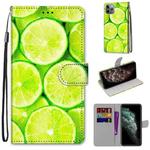 For iPhone 11 Pro Max Coloured Drawing Cross Texture Horizontal Flip PU Leather Case with Holder & Card Slots & Wallet & Lanyard (Green Lemon)