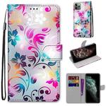 For iPhone 11 Pro Max Coloured Drawing Cross Texture Horizontal Flip PU Leather Case with Holder & Card Slots & Wallet & Lanyard (Gradient Colorful Flower)
