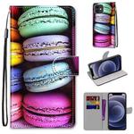 For iPhone 12 mini Coloured Drawing Cross Texture Horizontal Flip PU Leather Case with Holder & Card Slots & Wallet & Lanyard (Colorful Cakes)