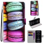 For iPhone 12 / 12 Pro Coloured Drawing Cross Texture Horizontal Flip PU Leather Case with Holder & Card Slots & Wallet & Lanyard(Colorful Cakes)