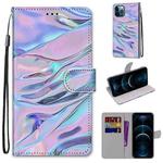For iPhone 12 Pro Max Coloured Drawing Cross Texture Horizontal Flip PU Leather Case with Holder & Card Slots & Wallet & Lanyard(Fluorescent Water Texture)
