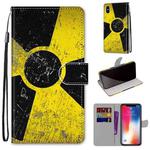 For iPhone X / XS Coloured Drawing Cross Texture Horizontal Flip PU Leather Case with Holder & Card Slots & Wallet & Lanyard(Yellow Black Logo)