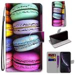 For iPhone XR Coloured Drawing Cross Texture Horizontal Flip PU Leather Case with Holder & Card Slots & Wallet & Lanyard(Colorful Cakes)