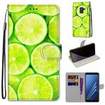 For Samsung Galaxy A8 2018 Coloured Drawing Cross Texture Horizontal Flip PU Leather Case with Holder & Card Slots & Wallet & Lanyard(Lime)