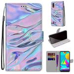 For Samsung Galaxy M01 Coloured Drawing Cross Texture Horizontal Flip PU Leather Case with Holder & Card Slots & Wallet & Lanyard(Fluorescent Water Pattern)