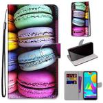 For Samsung Galaxy M01 Coloured Drawing Cross Texture Horizontal Flip PU Leather Case with Holder & Card Slots & Wallet & Lanyard(Colorful Layer Cake)