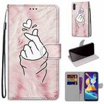 For Samsung Galaxy M11 & A11 Coloured Drawing Cross Texture Horizontal Flip PU Leather Case with Holder & Card Slots & Wallet & Lanyard(Pink Hands Than Hearts)