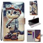 For Samsung Galaxy Note20 Ultra Coloured Drawing Cross Texture Horizontal Flip PU Leather Case with Holder & Card Slots & Wallet & Lanyard(Leather Shoes Cat)