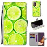 For Samsung Galaxy Note20 Ultra Coloured Drawing Cross Texture Horizontal Flip PU Leather Case with Holder & Card Slots & Wallet & Lanyard(Lime)