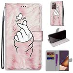 For Samsung Galaxy Note20 Ultra Coloured Drawing Cross Texture Horizontal Flip PU Leather Case with Holder & Card Slots & Wallet & Lanyard(Pink Hands Than Hearts)