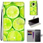 For Samsung Galaxy S9+ Coloured Drawing Cross Texture Horizontal Flip PU Leather Case with Holder & Card Slots & Wallet & Lanyard(Lime)