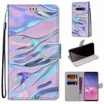 For Samsung Galaxy S10 Coloured Drawing Cross Texture Horizontal Flip PU Leather Case with Holder & Card Slots & Wallet & Lanyard(Fluorescent Water Pattern)