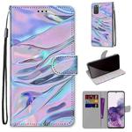 For Samsung Galaxy S20 Coloured Drawing Cross Texture Horizontal Flip PU Leather Case with Holder & Card Slots & Wallet & Lanyard(Fluorescent Water Pattern)