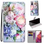 For Samsung Galaxy S20 FE 5G Coloured Drawing Cross Texture Horizontal Flip PU Leather Case with Holder & Card Slots & Wallet & Lanyard(Light Pink Bouquet)