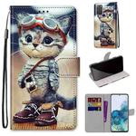 For Samsung Galaxy S20+ Coloured Drawing Cross Texture Horizontal Flip PU Leather Case with Holder & Card Slots & Wallet & Lanyard(Leather Shoes Cat)