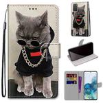 For Samsung Galaxy S20+ Coloured Drawing Cross Texture Horizontal Flip PU Leather Case with Holder & Card Slots & Wallet & Lanyard(Golden Chain Grey Cat)