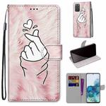 For Samsung Galaxy S20+ Coloured Drawing Cross Texture Horizontal Flip PU Leather Case with Holder & Card Slots & Wallet & Lanyard(Pink Hands Than Hearts)